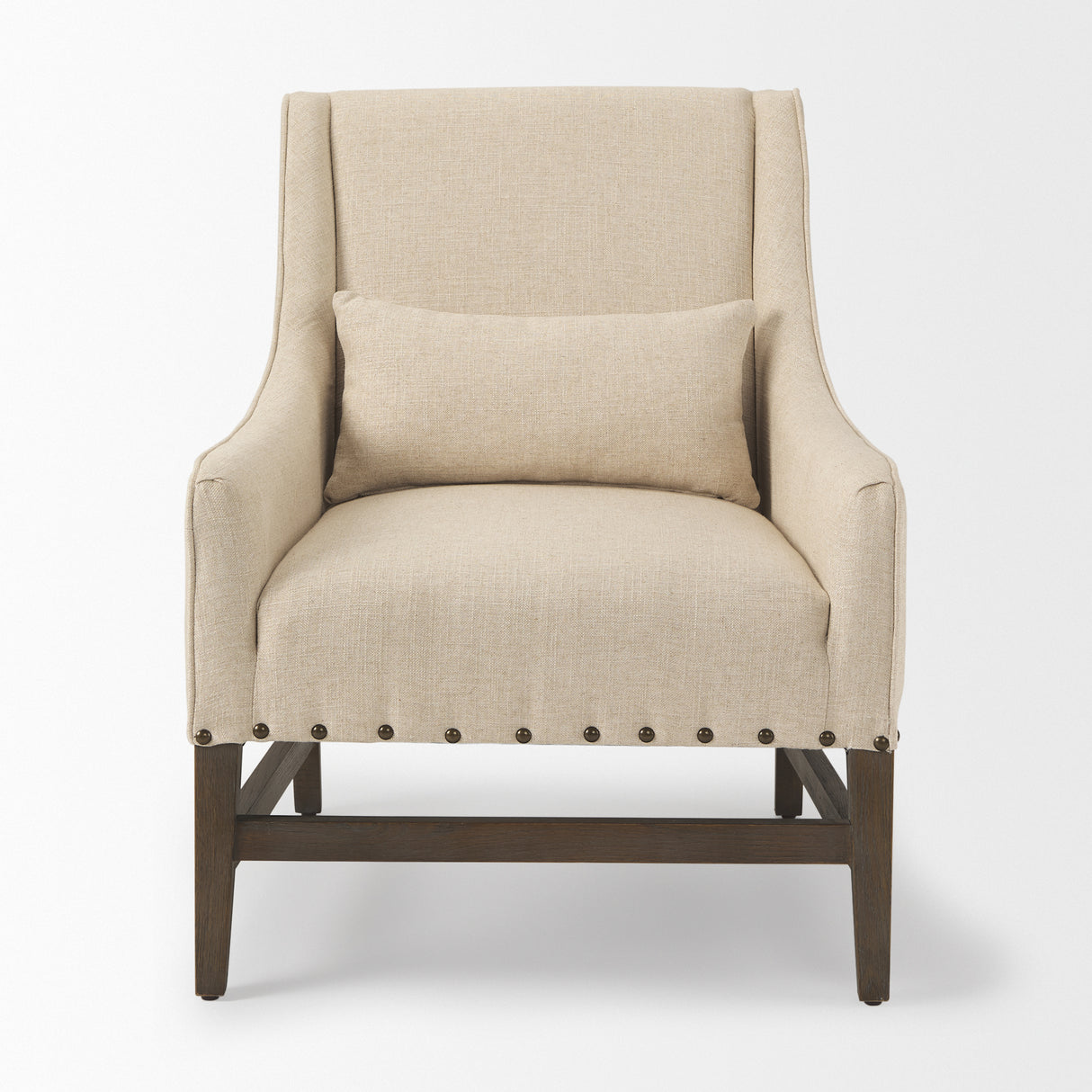 Kensington Cream Linen Fabric and Wood Accent Chair from Mercana - Luna Furniture