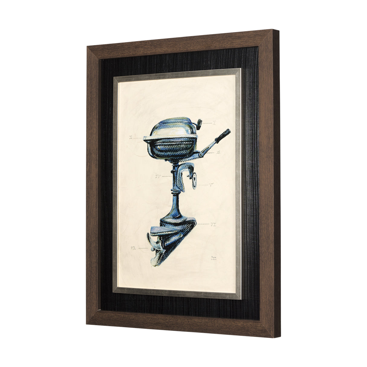 Vintage Motor II by Mercana Studio a Hand Embellished Textured Framed Art Print from Mercana - Luna Furniture