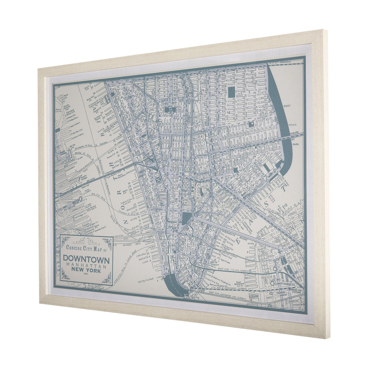 Manhattan Map II by Mercana Studio a Hand Embellished Textured Framed Art Print Matted under Glass from Mercana - Luna Furniture