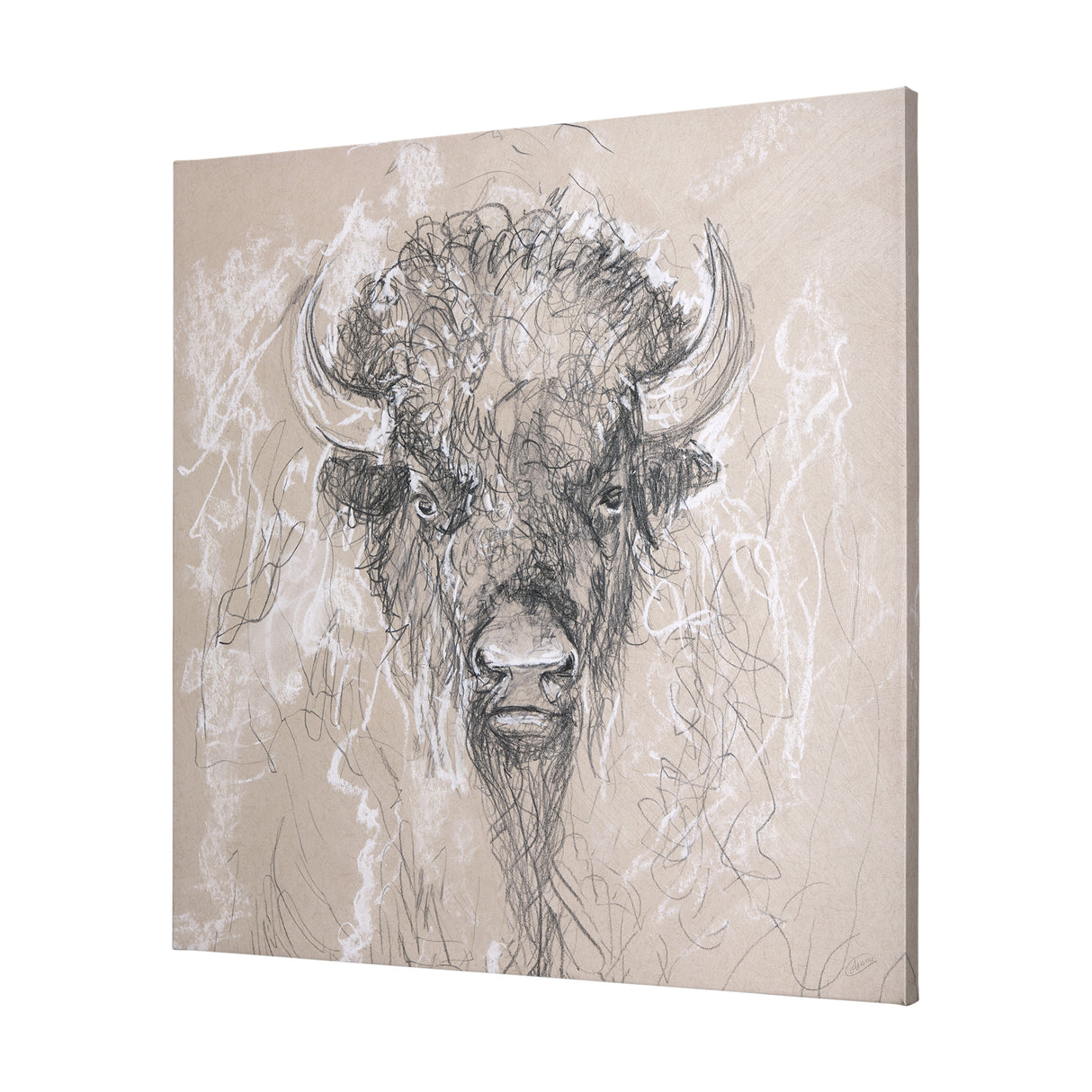 Sketch of animal IX (Bison) by Mercana Studio a Hand Embellished Textured Canvas from Mercana - Luna Furniture