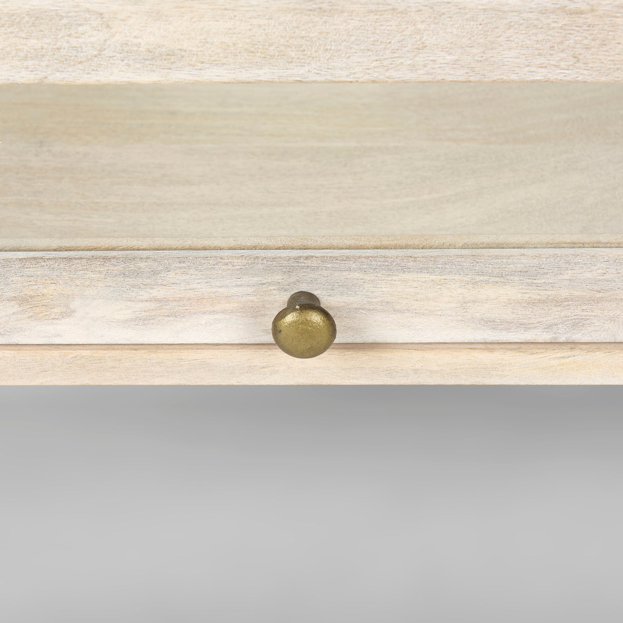 Arelius 42" Square Glass-Top White Wood w/ Gold Metal Base Display Coffee Table from Mercana - Luna Furniture