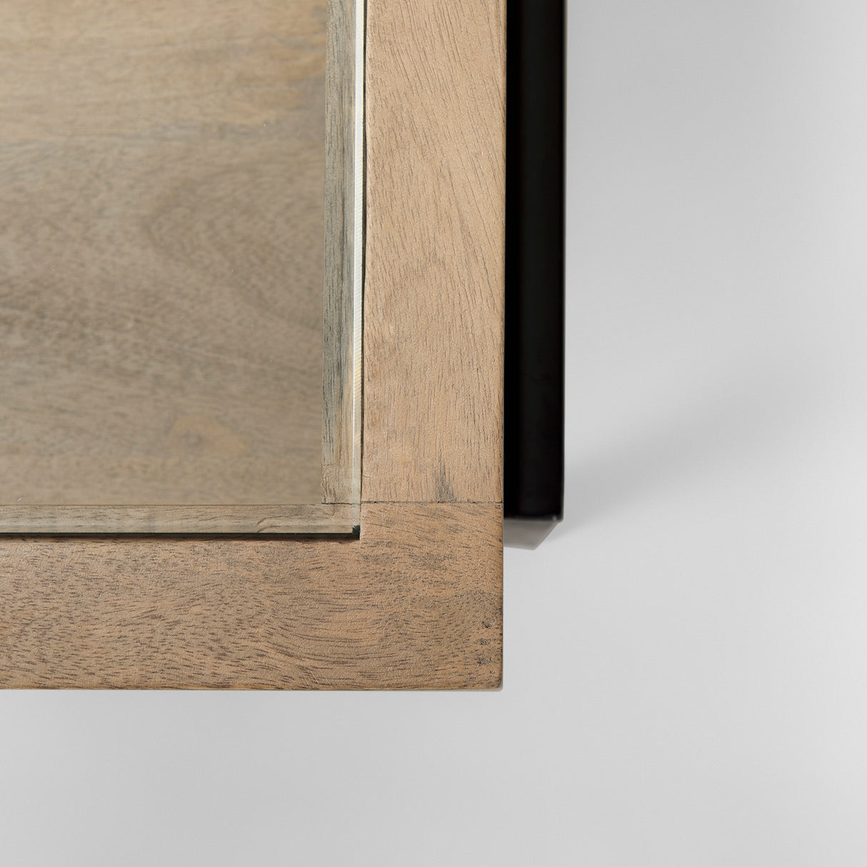 Arelius 42"L Rectangular Light Brown Wood w/ Black Metal Base Display Coffee Table from Mercana - Luna Furniture