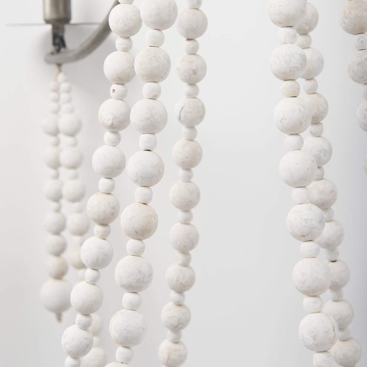 Selma White Wood Bead and Metal Chandelier from Mercana - Luna Furniture