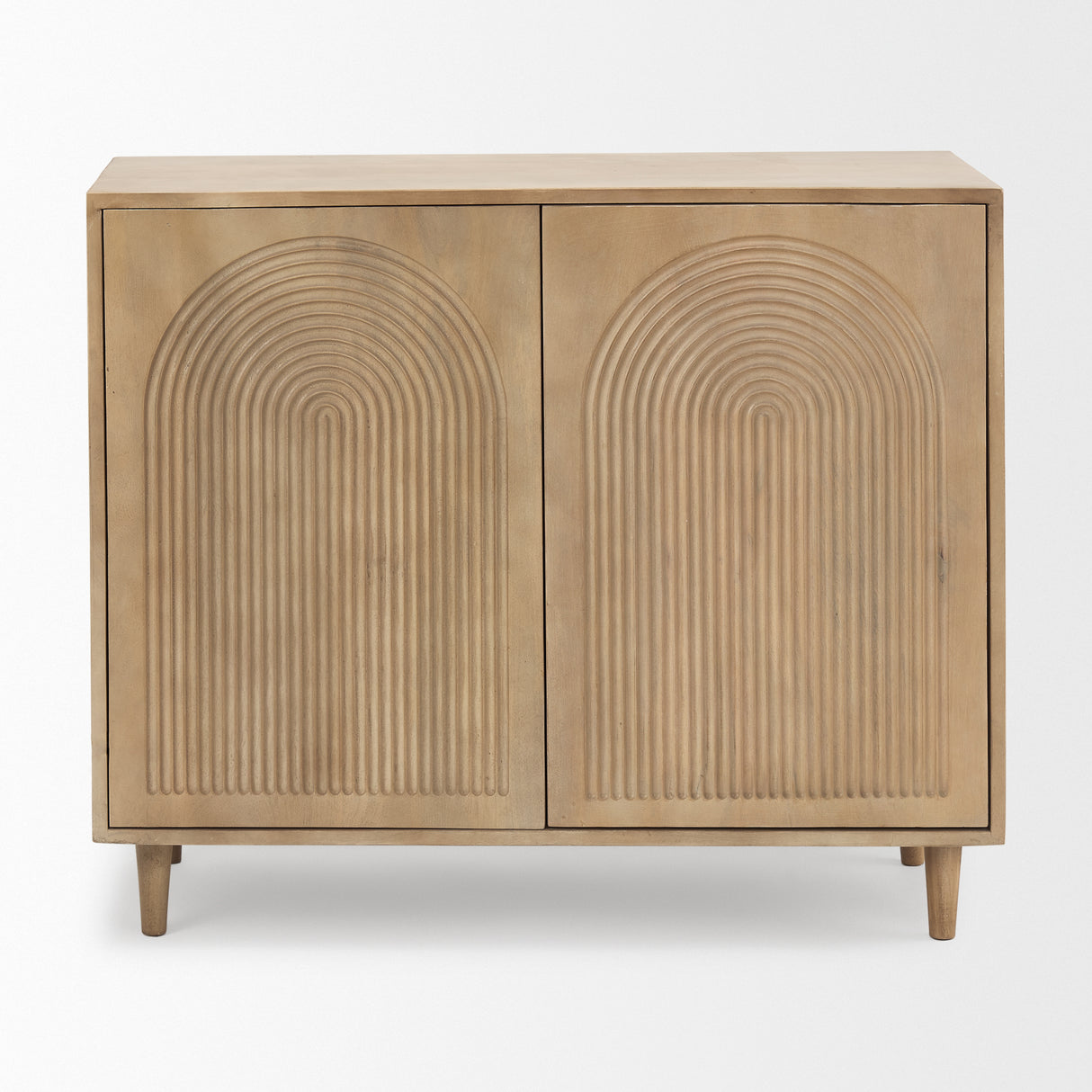 Tucker Light Brown Wood w/ Carved Arch Pattern 2 Door Accent Cabinet from Mercana - Luna Furniture