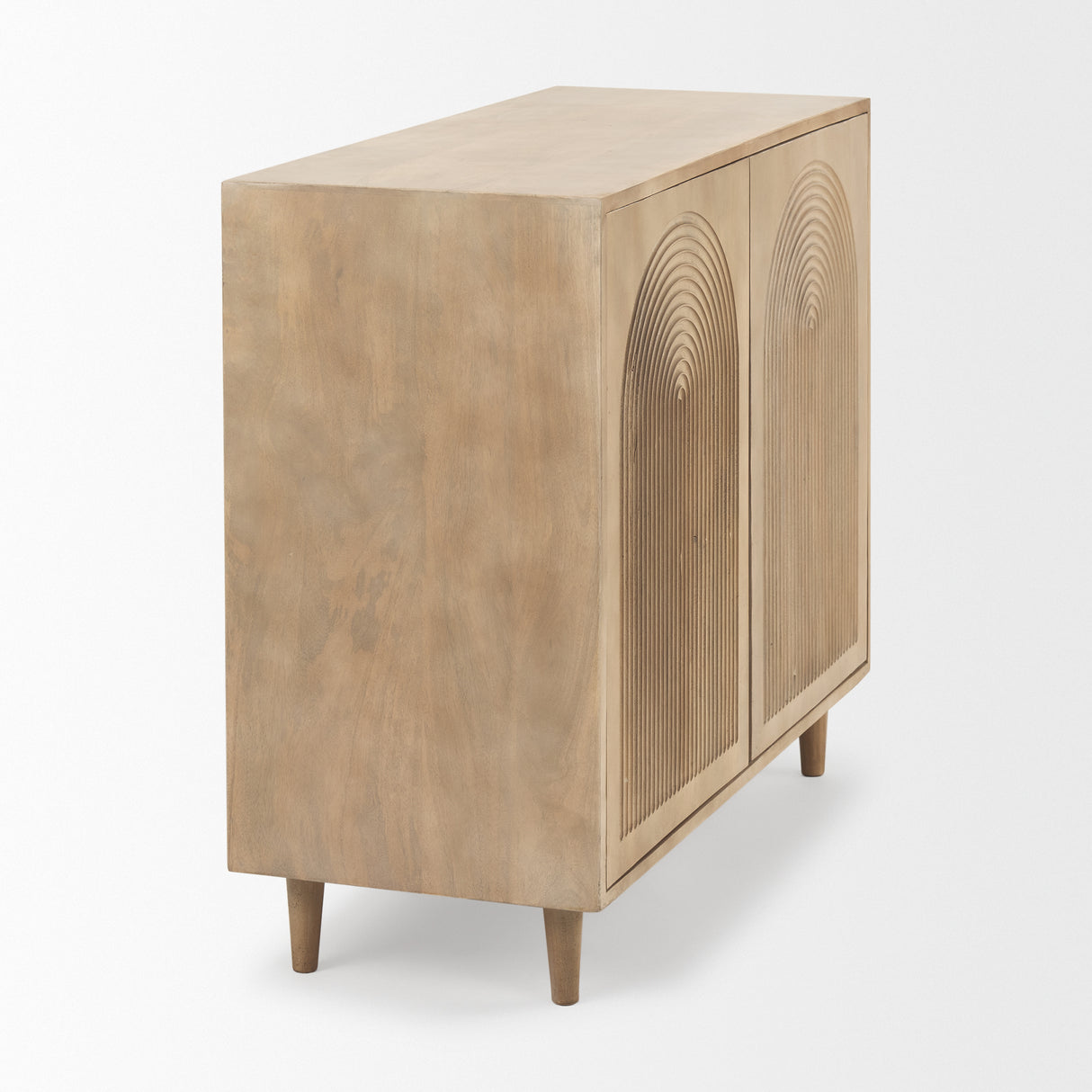 Tucker Light Brown Wood w/ Carved Arch Pattern 2 Door Accent Cabinet from Mercana - Luna Furniture