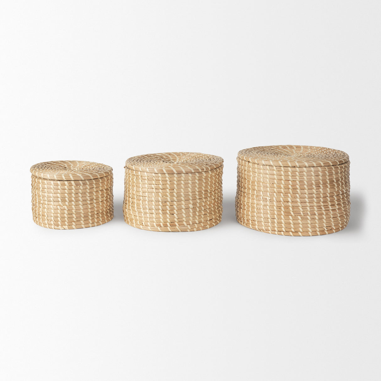 Kailini Set of 3 Nesting Seagrass & Palm Leaf Boxes with Lids from Mercana - Luna Furniture