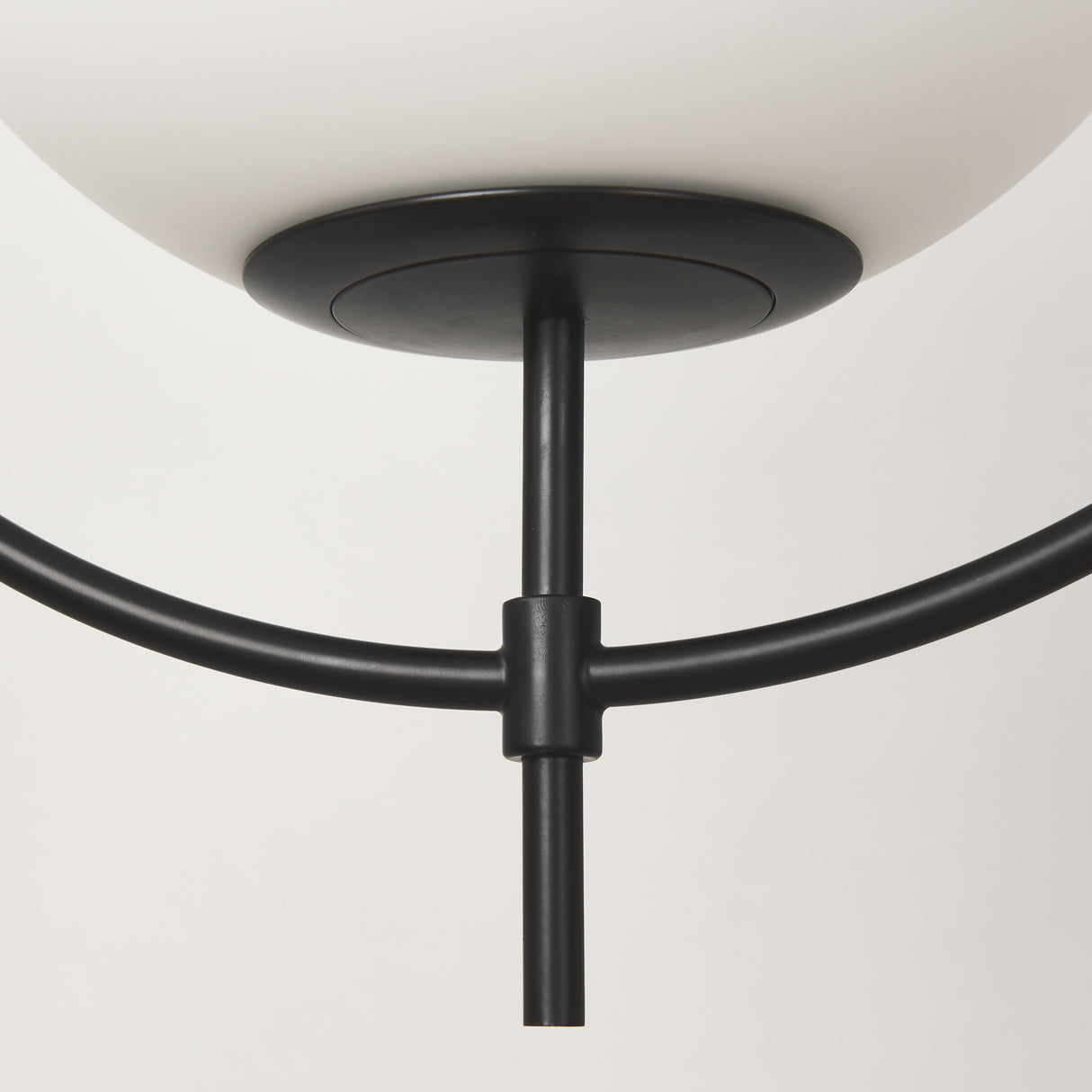 Farrah Frosted Glass Globe set in Matte Black Metal Pendant Ceiling Light from Mercana - Luna Furniture