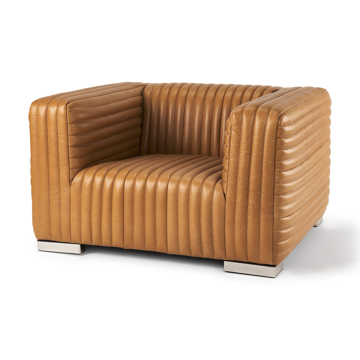 Ricciardo Cognac Leather Upholstered Arm Chair from Mercana - Luna Furniture