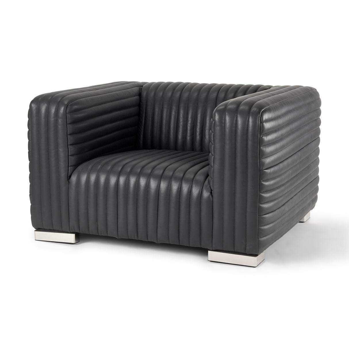 Ricciardo Black Leather Upholstered Arm Chair from Mercana - Luna Furniture