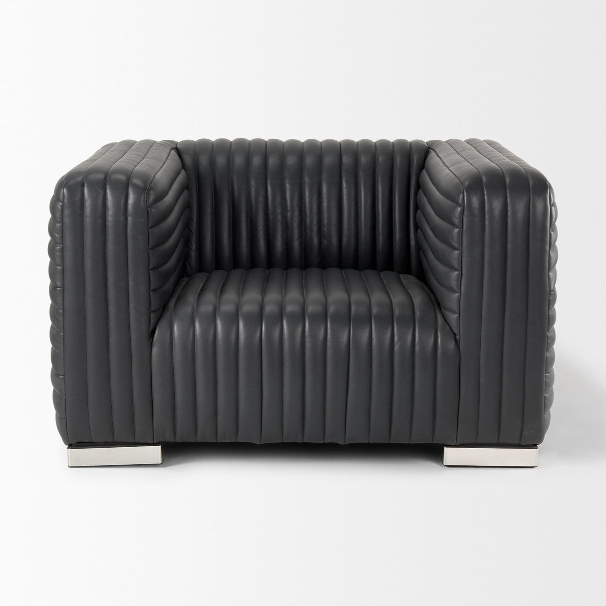 Ricciardo Black Leather Upholstered Arm Chair from Mercana - Luna Furniture