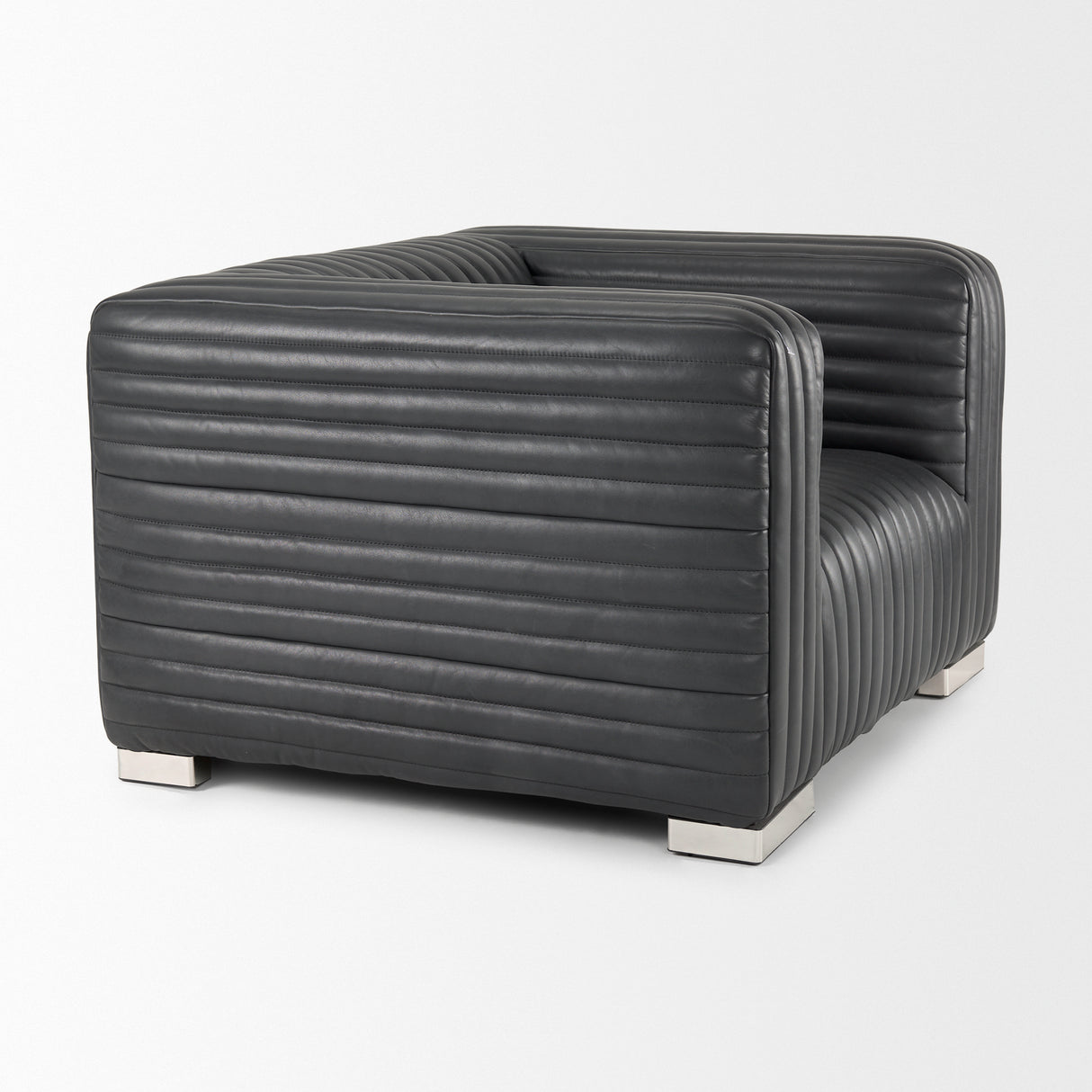 Ricciardo Black Leather Upholstered Arm Chair from Mercana - Luna Furniture
