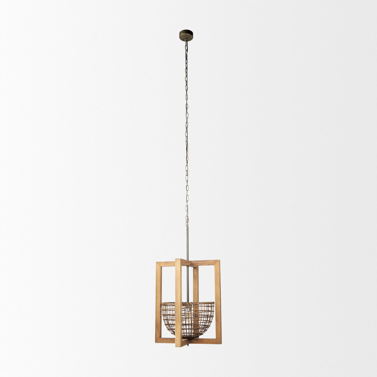 Kiley Warm Wood Basket Lantern Pendant Light from Mercana - Luna Furniture