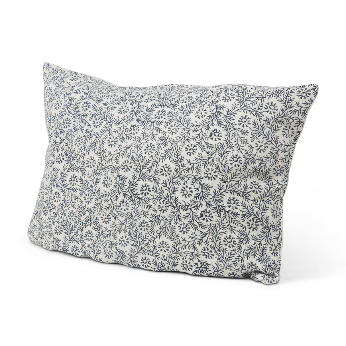 Jayne Cream w/ Indigo Print Linen Lumbar Decorative Pillow Cover from Mercana - Luna Furniture