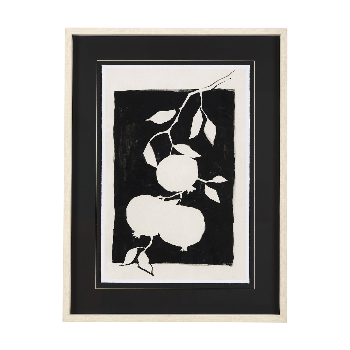 Pomegranate Branch Silhouette by Mercana Studio Hand Embellished Framed Art Print Matted under Glass from Mercana - Luna Furniture