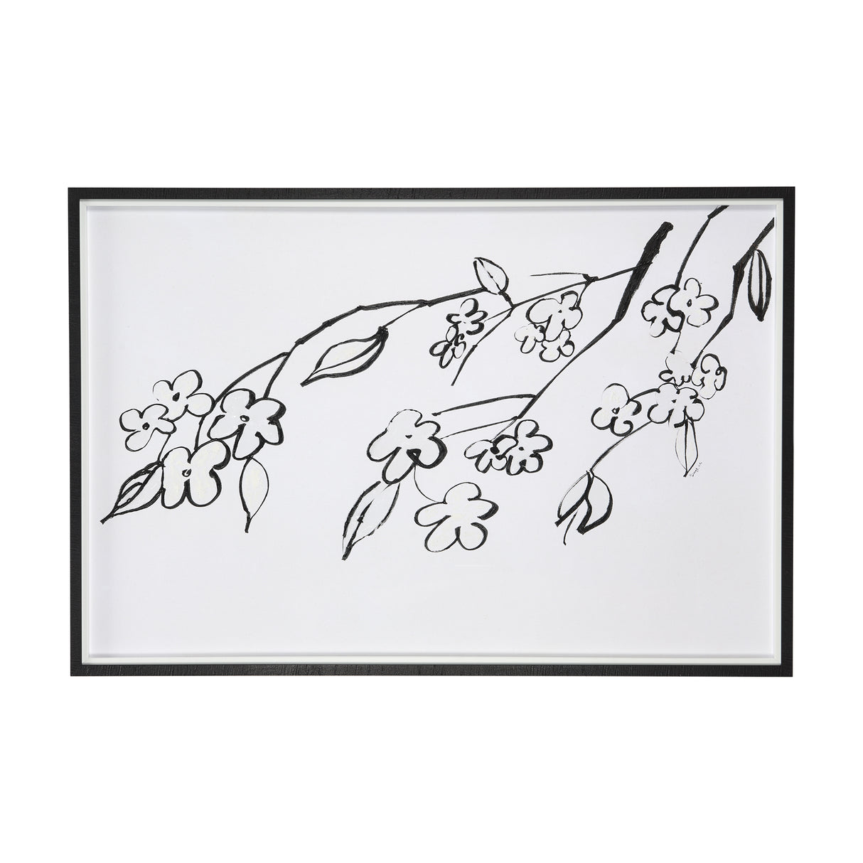 Blossoming Cherry Branch by Mercana Studio Hand Embellished Framed Art Print Matted under Glass from Mercana - Luna Furniture
