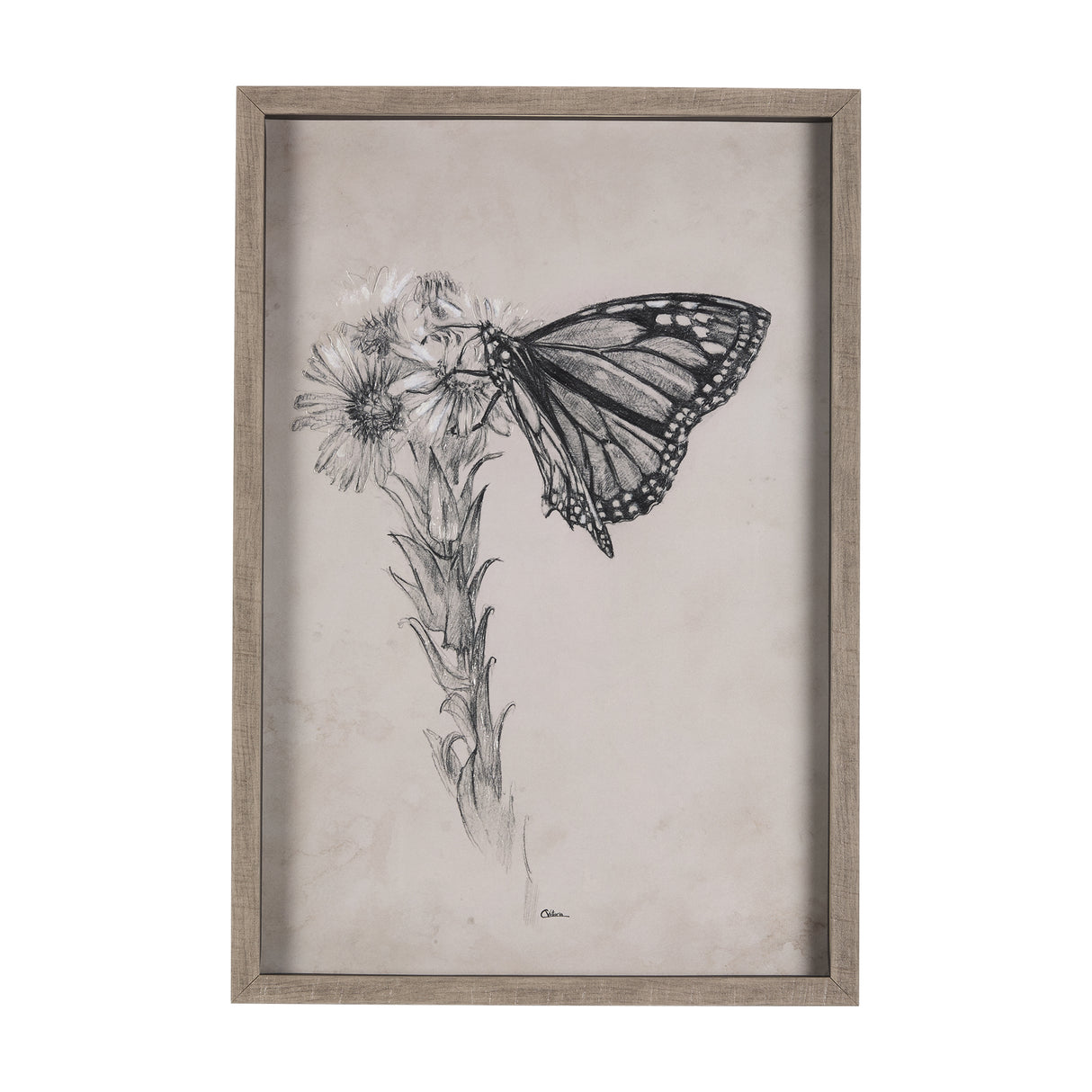Wild Aster Monarch Butterfly III Mercana Studio Hand Embellished Framed Art Print Matted under Glass from Mercana - Luna Furniture