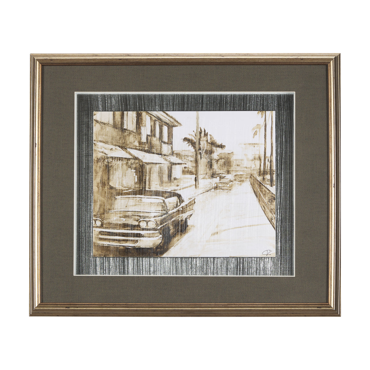 Vintage Car Picture I by Mercana Studio Hand Embellished Textured Framed Art Print Matted under Glas from Mercana - Luna Furniture