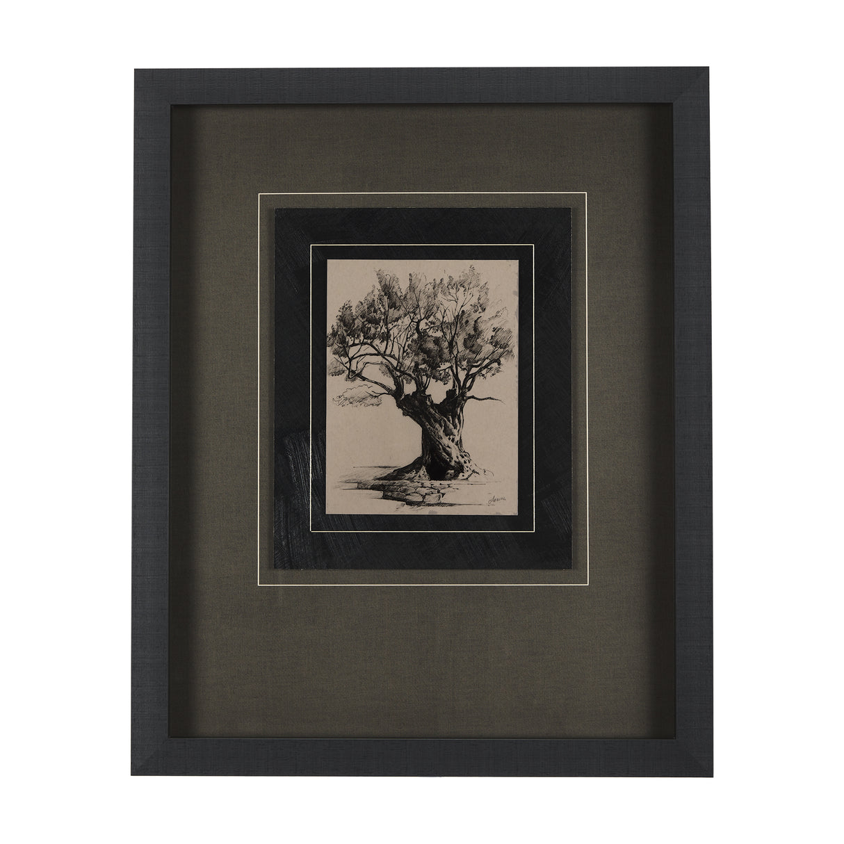 Tree Drawing I by Mercana Studio a Hand Embellished Textured Framed Art Print Matted under Glass from Mercana - Luna Furniture