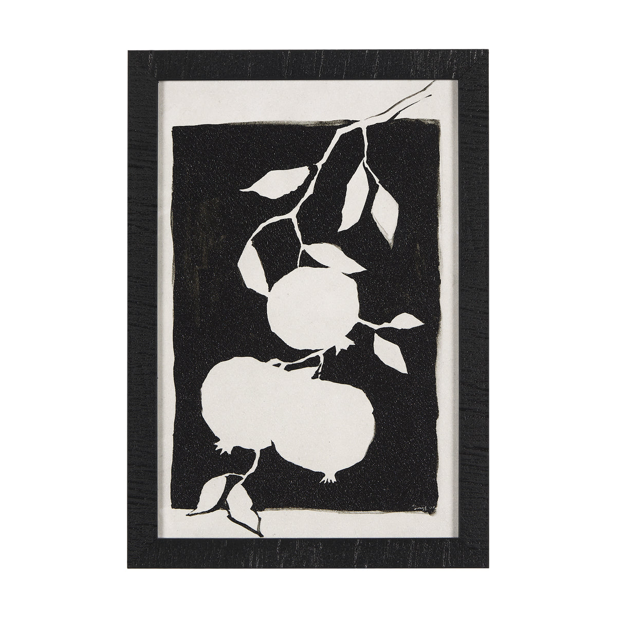 Pomegranate Branch Silhouette by Mercana Studio a Hand Embellished Textured Framed Art Print from Mercana - Luna Furniture