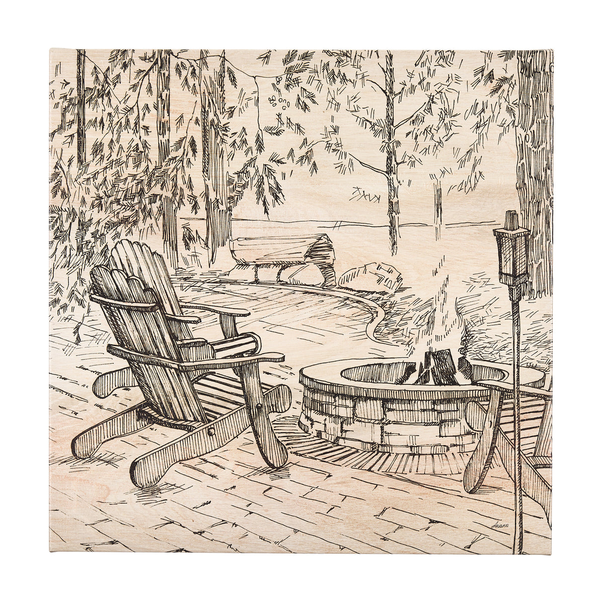 Fireside III by Mercana Studio a Hand Embellished Textured Canvas from Mercana - Luna Furniture