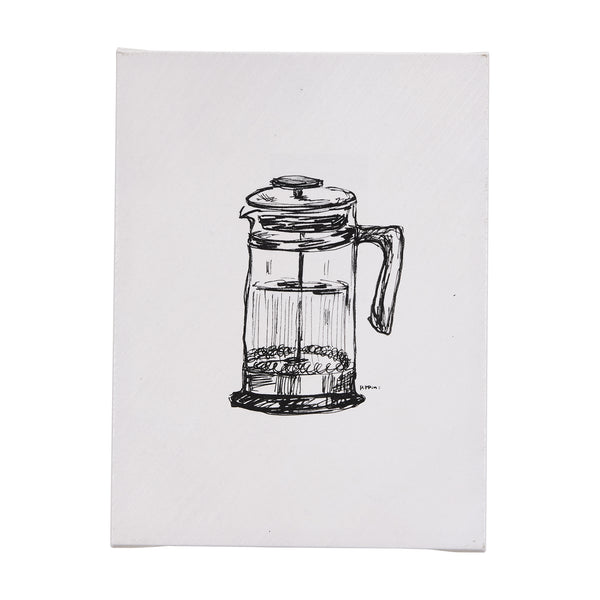 French Press by Mercana Studio a Hand Embellished Textured Canvas