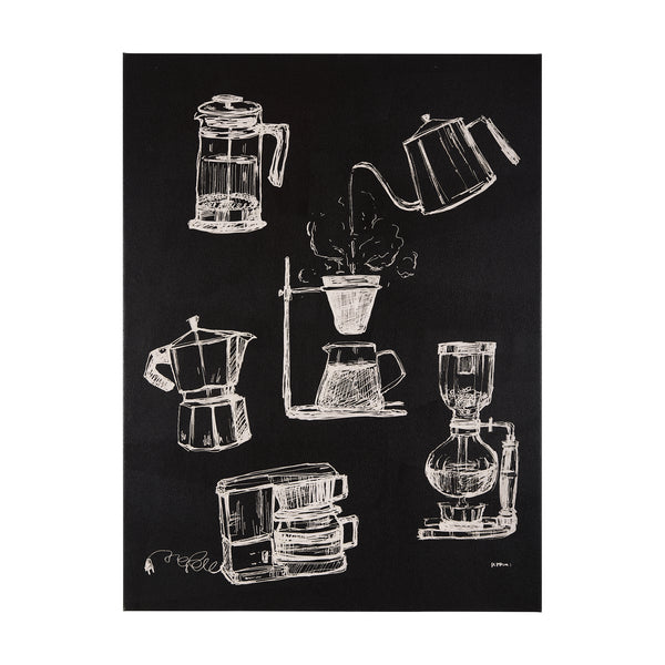 Coffee Maker Study by Mercana Studio a Hand Embellished Textured Canvas