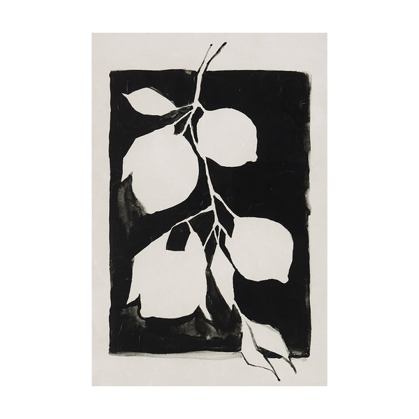 Lemon Branch Silhouetee by Mercana Studio a Hand Embellished Textured Canvas