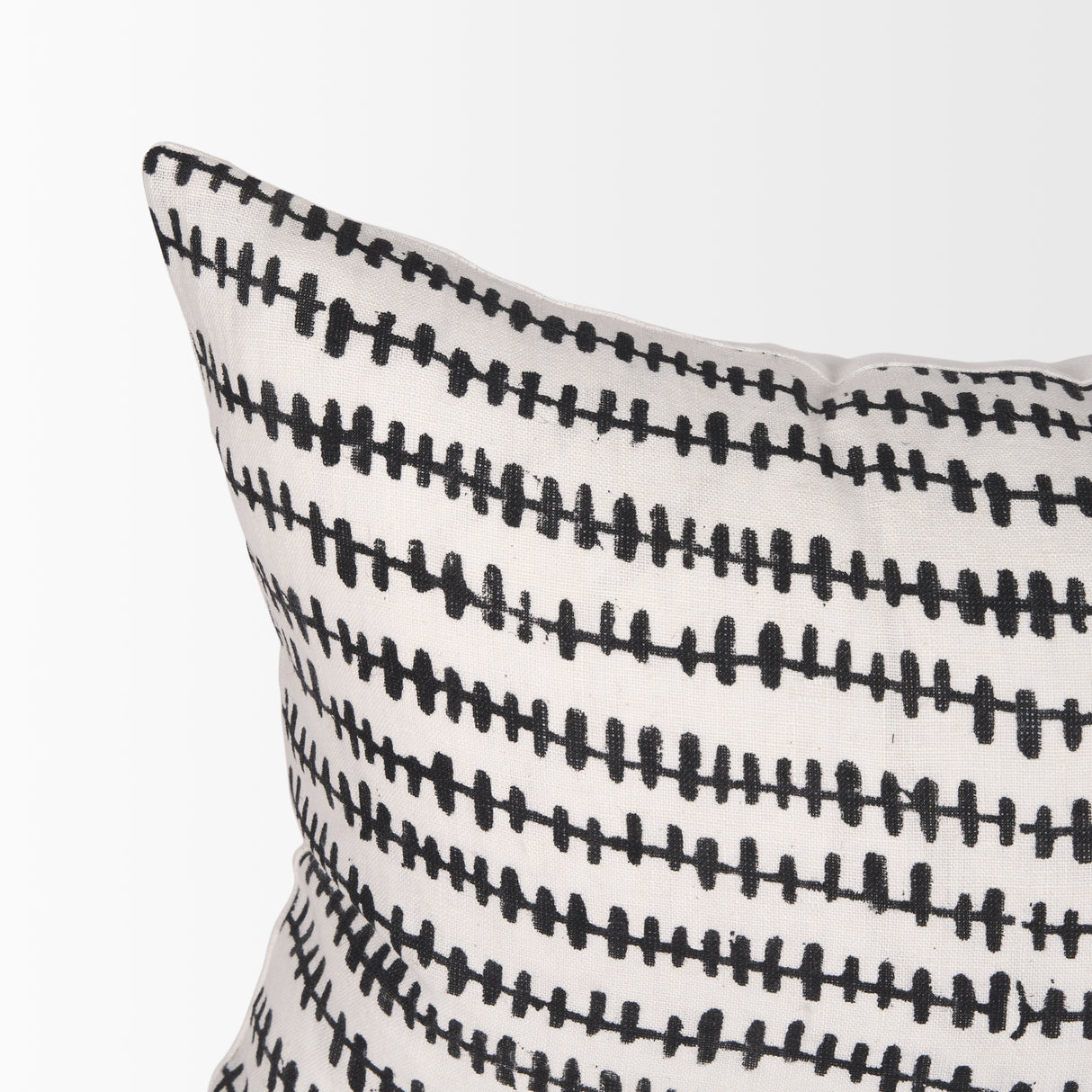 Jenna Cream w/ Black Print Linen Lumbar Decorative Pillow Cover from Mercana - Luna Furniture