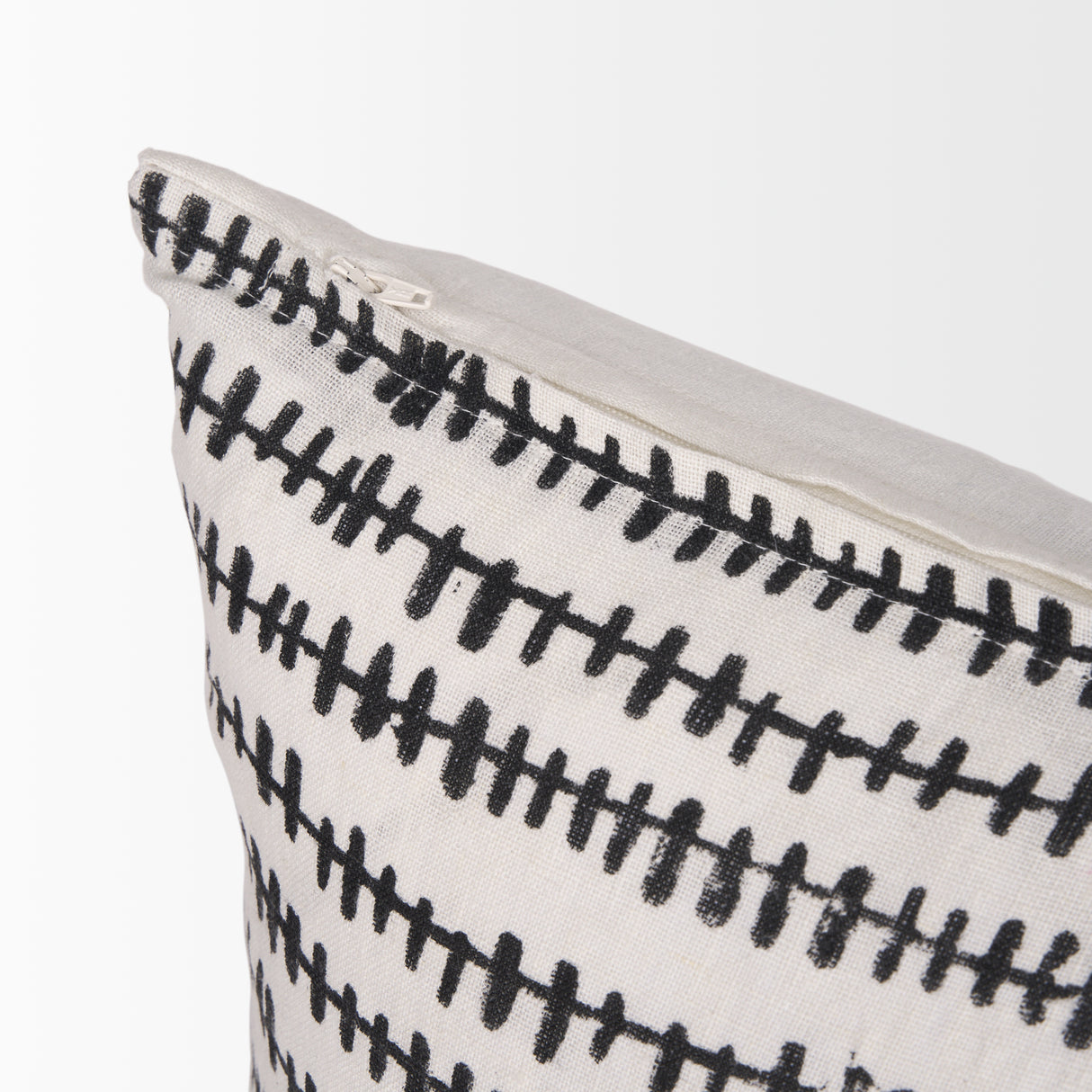Jenna Cream w/ Black Print Linen Lumbar Decorative Pillow Cover from Mercana - Luna Furniture