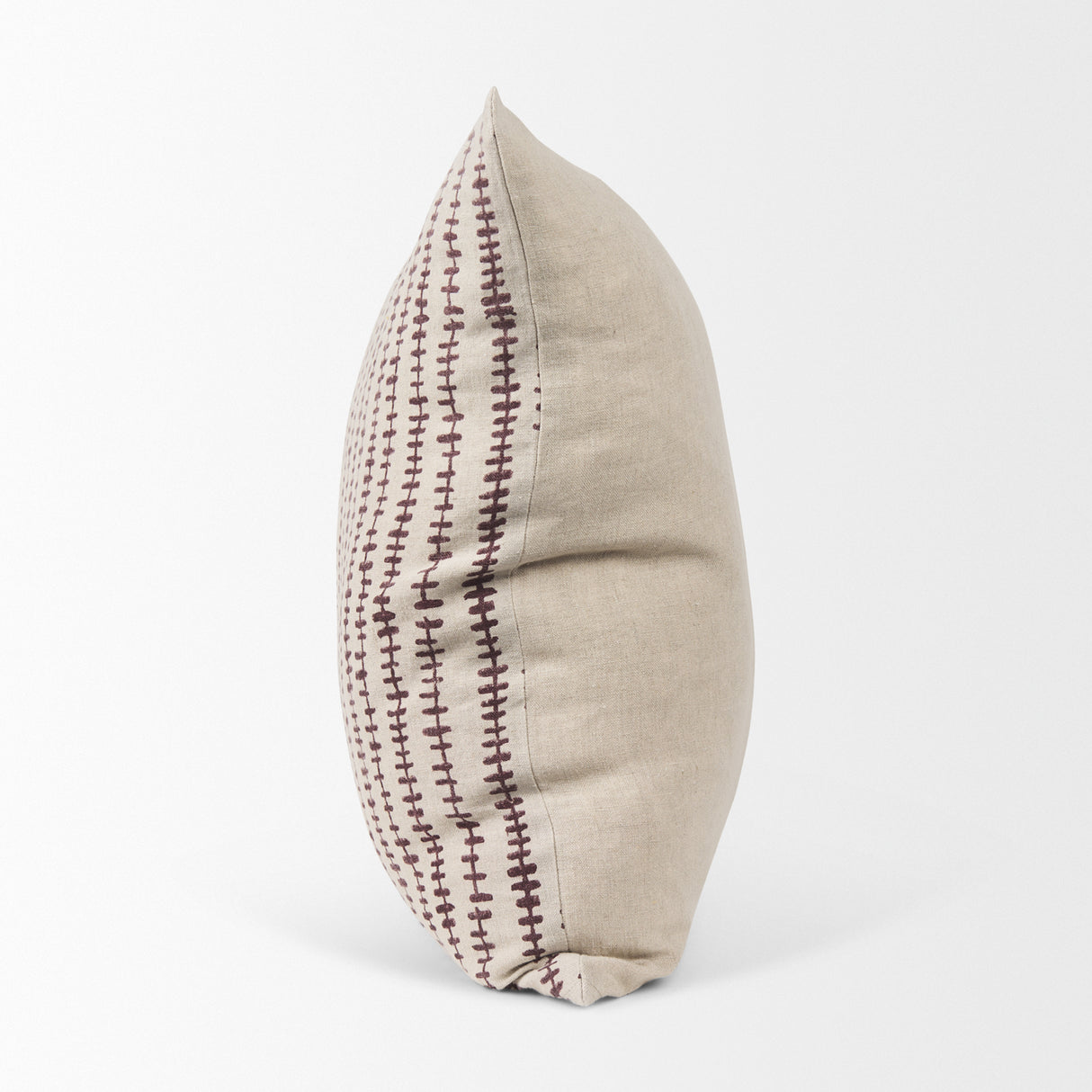 Jenna Beige w/ Merlot Print Linen Square Decorative Pillow Cover from Mercana - Luna Furniture