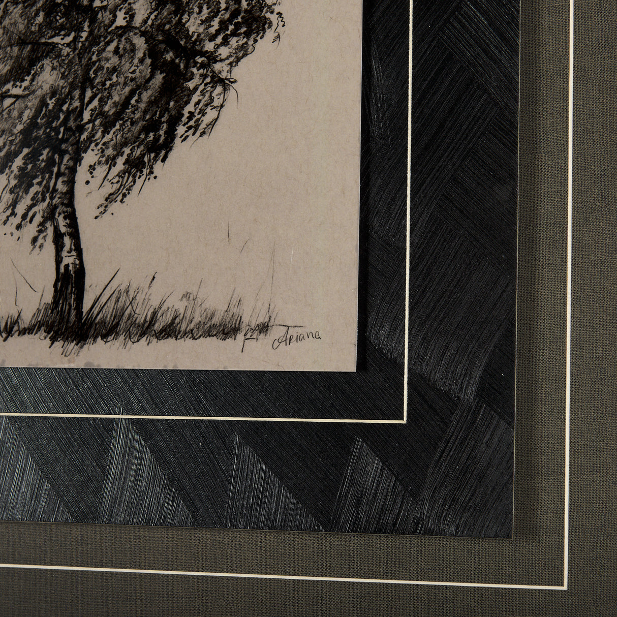 Tree Drawing II by Mercana Studio a Hand Embellished Textured Framed Art Print Matted under Glass from Mercana - Luna Furniture