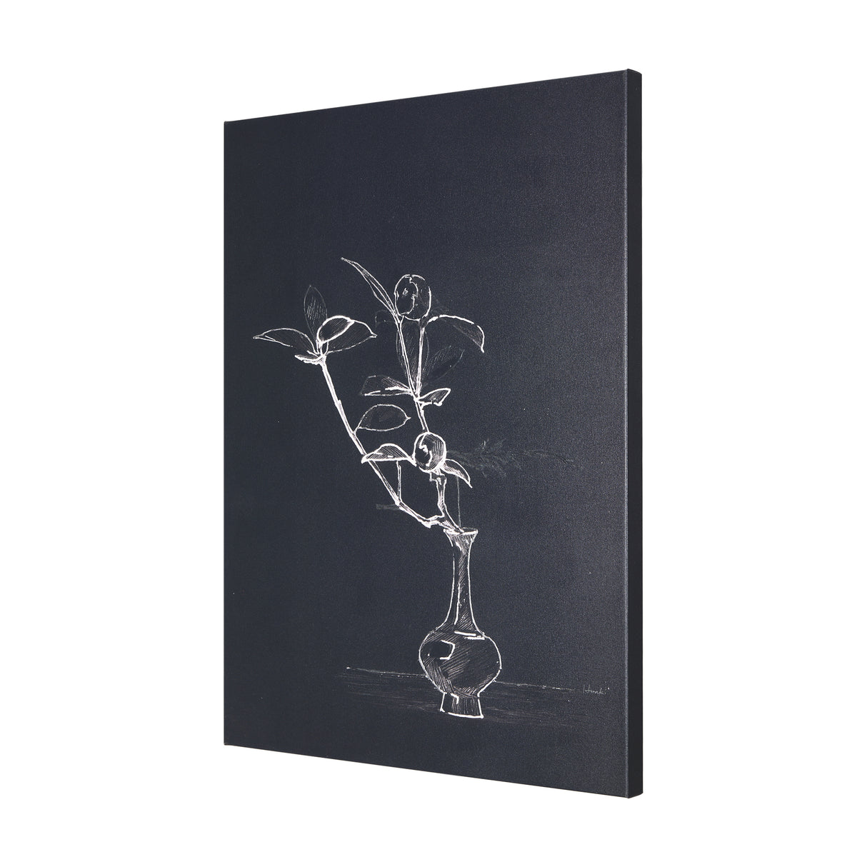 Ikebana Dark I by Mercana Studio a Hand Embellished Textured Canvas from Mercana - Luna Furniture