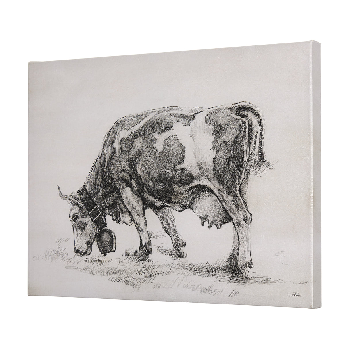 Old West Collection IV (Cow Sketch) by Mercana Studio a Hand Embellished Textured Canvas from Mercana - Luna Furniture