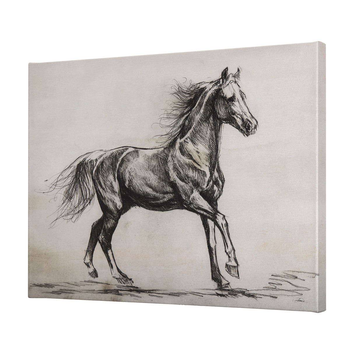 Old West Collection V ( Horse Sketch) by Mercana Studio a Hand Embellished Textured Canvas from Mercana - Luna Furniture