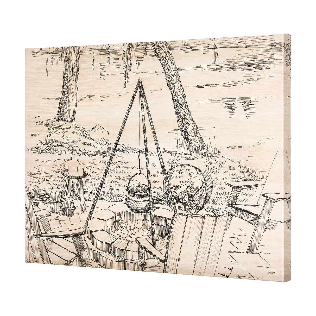 Fireside I by Mercana Studio a Hand Embellished Textured Canvas from Mercana - Luna Furniture