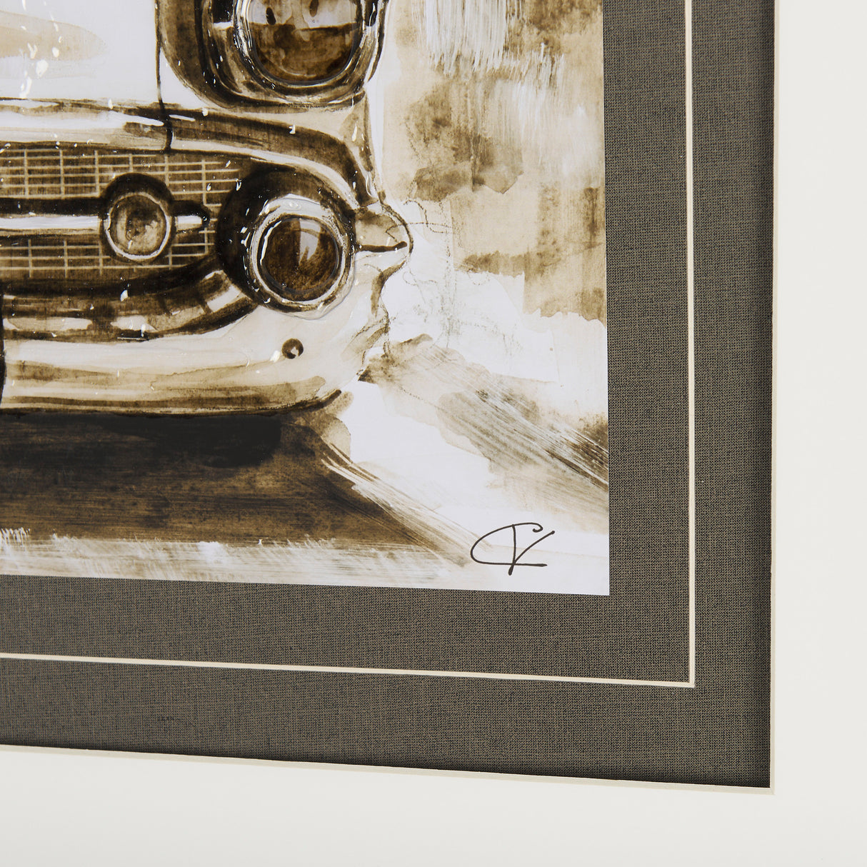 Vintage Car Picture IV by Mercana Studio Hand Embellished Framed Art Print Matted under Glass from Mercana - Luna Furniture