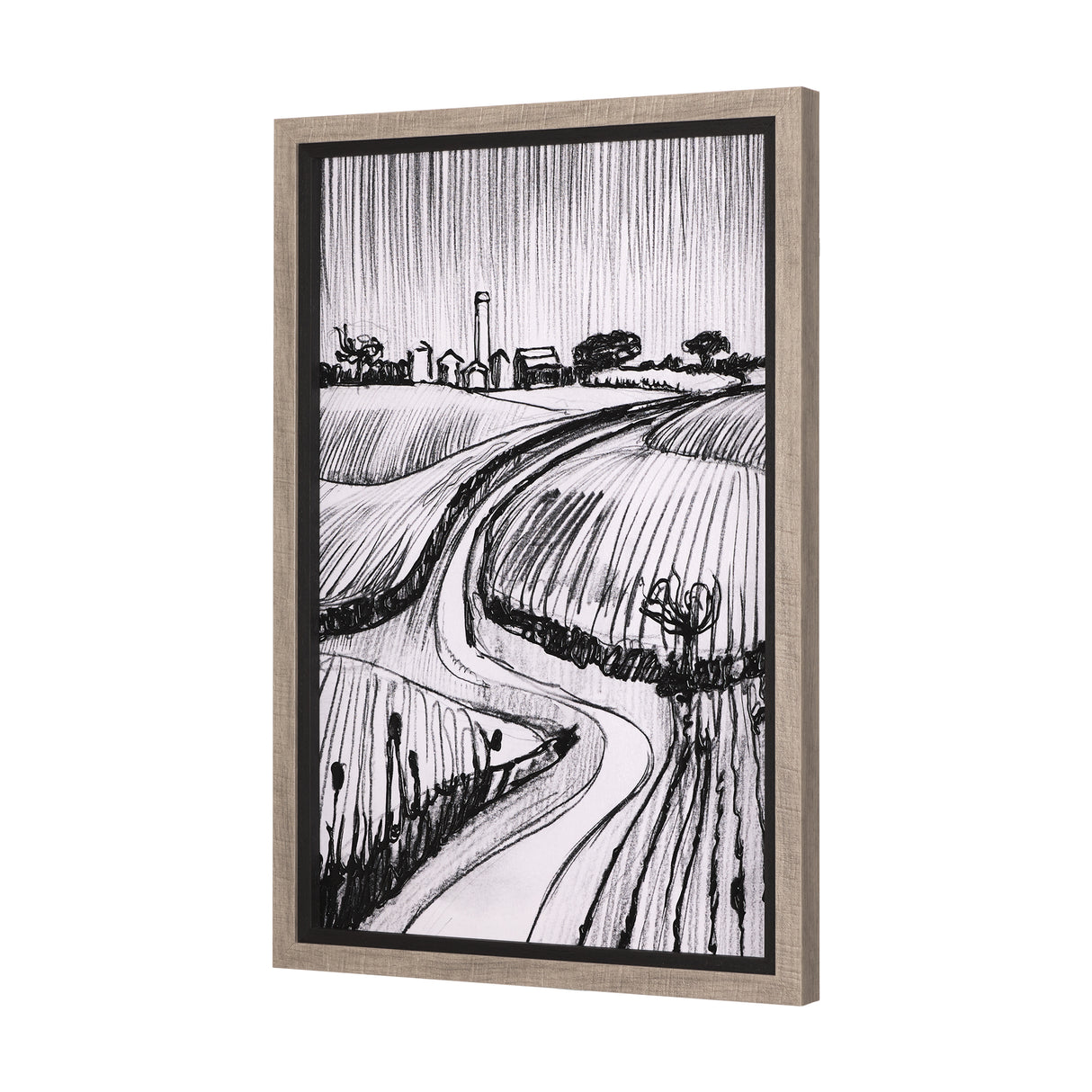 Rural Sketch-II by Mercana Studio a Hand Embellished Textured Framed Art Print from Mercana - Luna Furniture