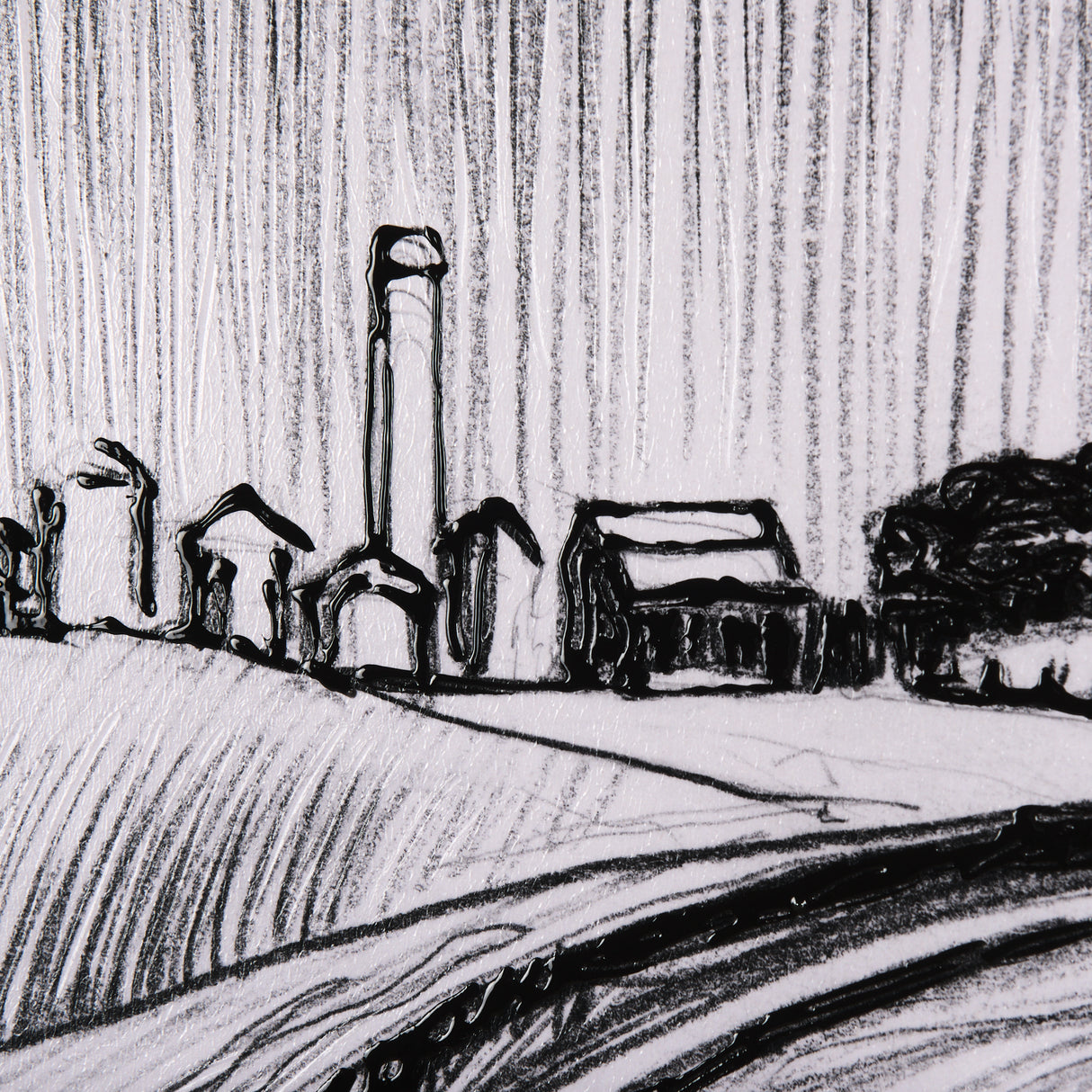 Rural Sketch-II by Mercana Studio a Hand Embellished Textured Framed Art Print from Mercana - Luna Furniture