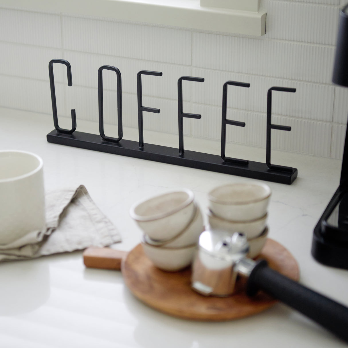 Coffee 15L x 1W Black Metal Sign from Mercana - Luna Furniture