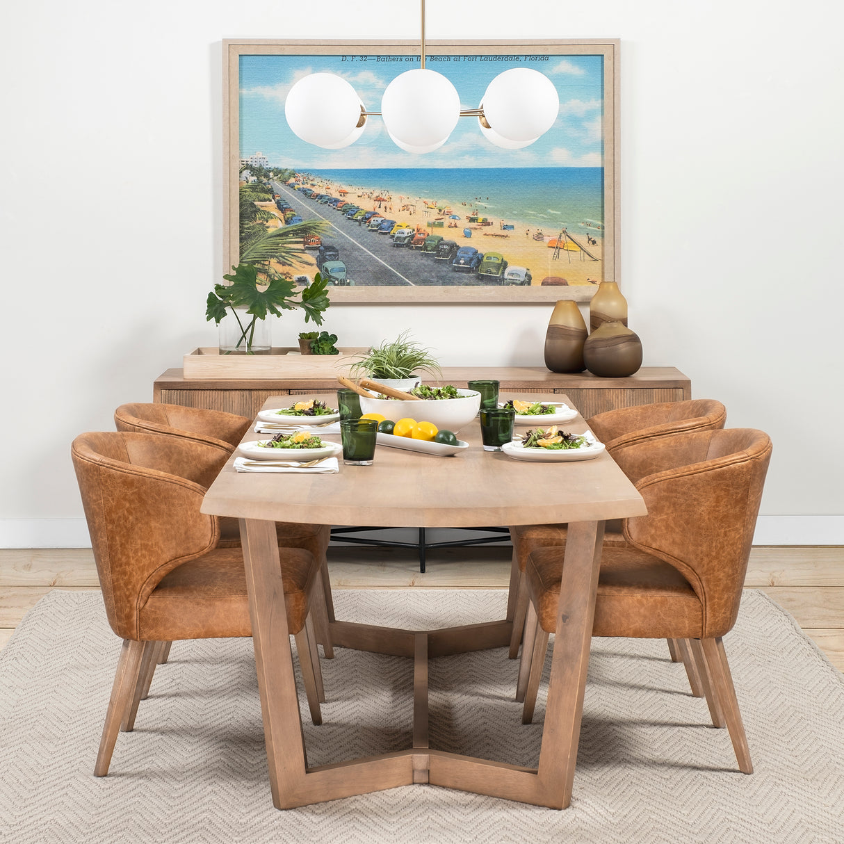 Denver 91.5x38 Rectangular Brown Solid Wood Top & Base Dining Table from Mercana - Luna Furniture