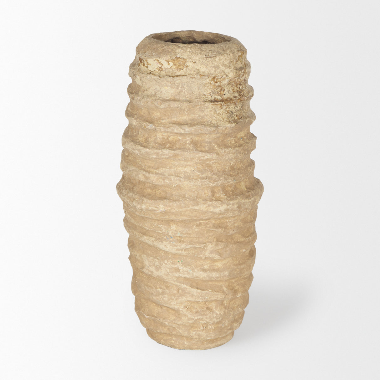 Kamli Small Beige Paper Mache Vase from Mercana - Luna Furniture