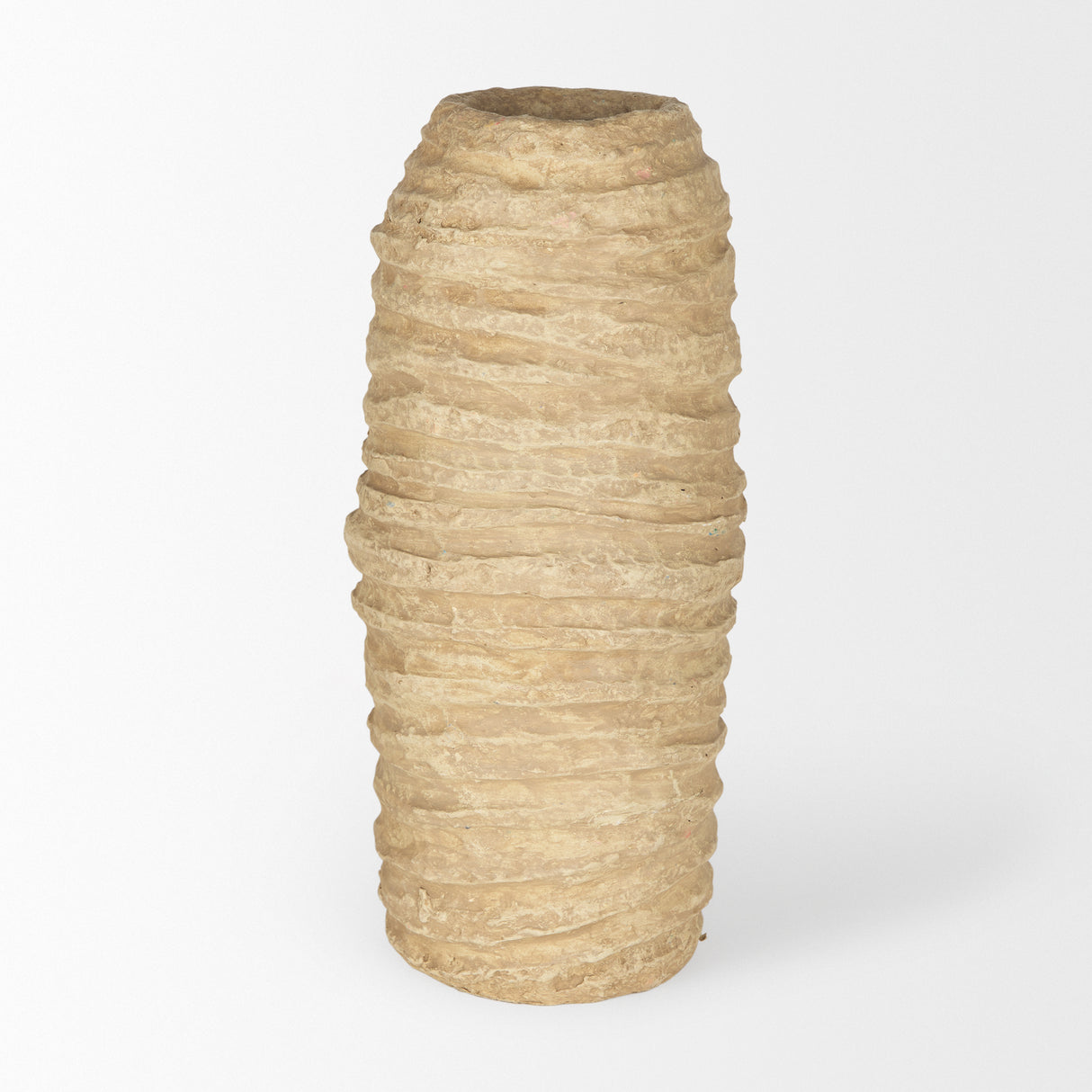 Kamli Large Beige Paper Mache Vase from Mercana - Luna Furniture