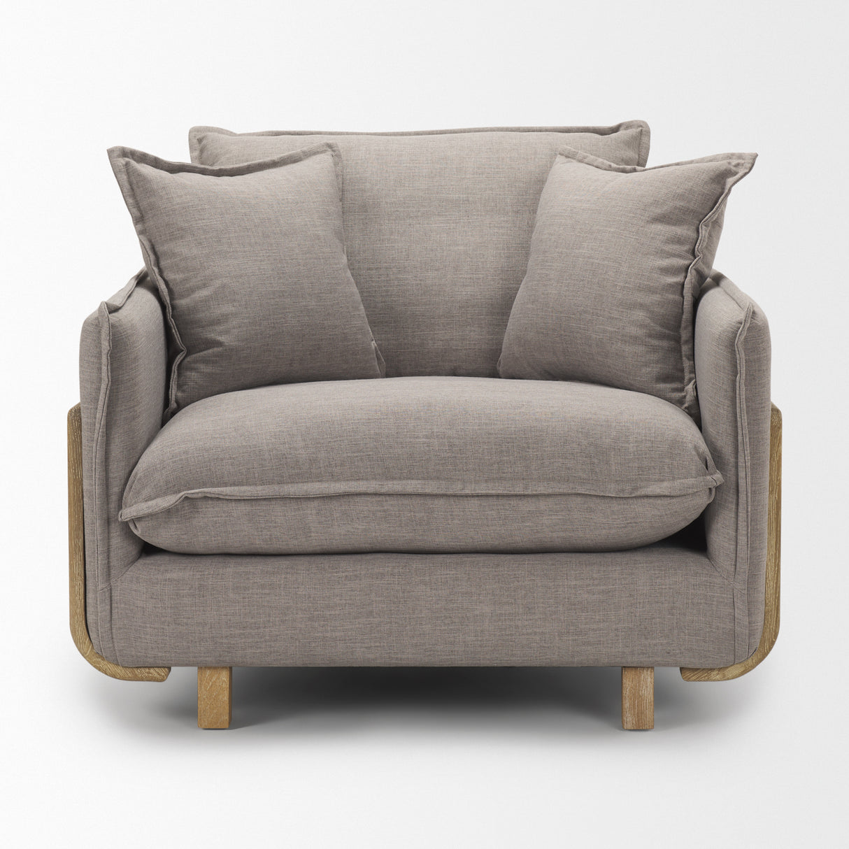 Roy II Flint Gray Upholstered and Brown Wood Frame Arm Chair from Mercana - Luna Furniture