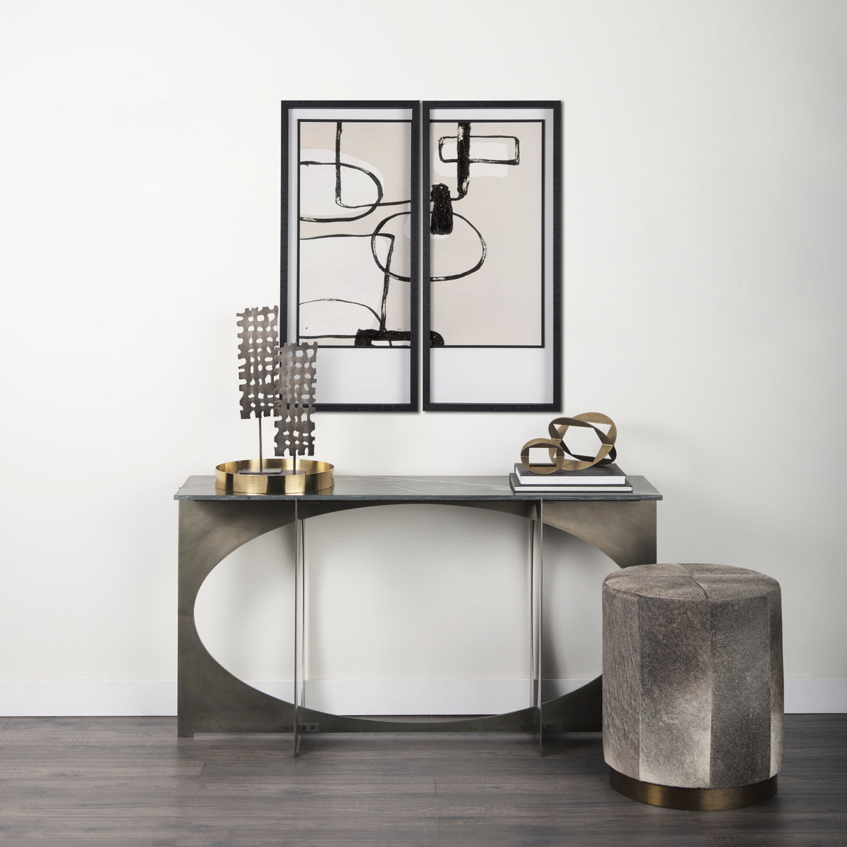 Neutral Shapes II by Mercana Studio a Hand Embellished Textured Framed Art Print Matted under Glass from Mercana - Luna Furniture
