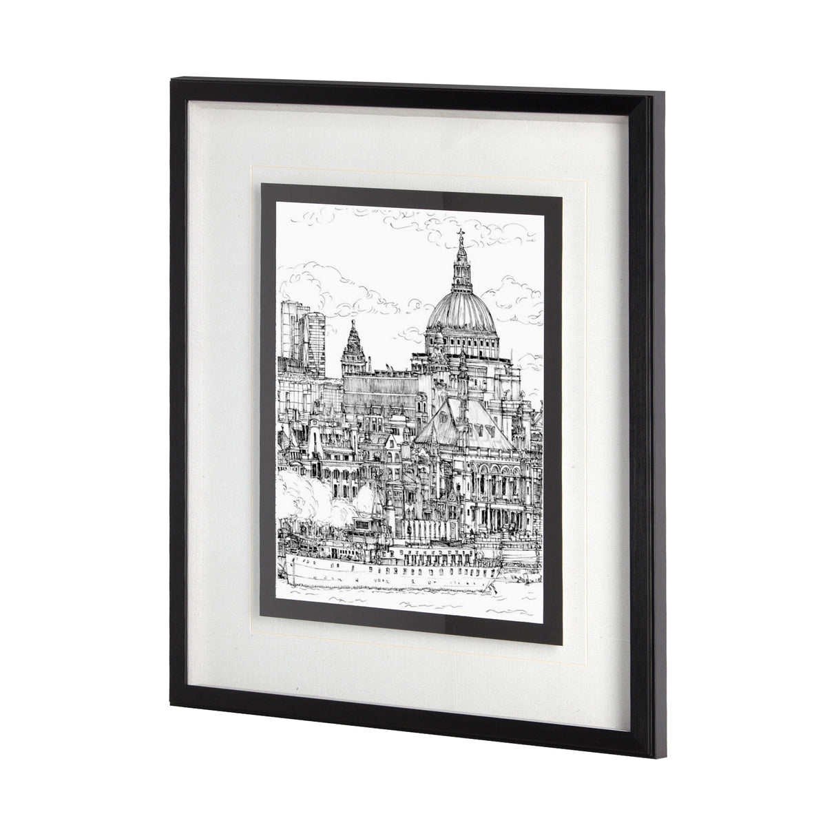 B&W City Scene X by Melissa Wang a Hand Embellished Textured Framed Art Print Matted under Glass from Mercana - Luna Furniture