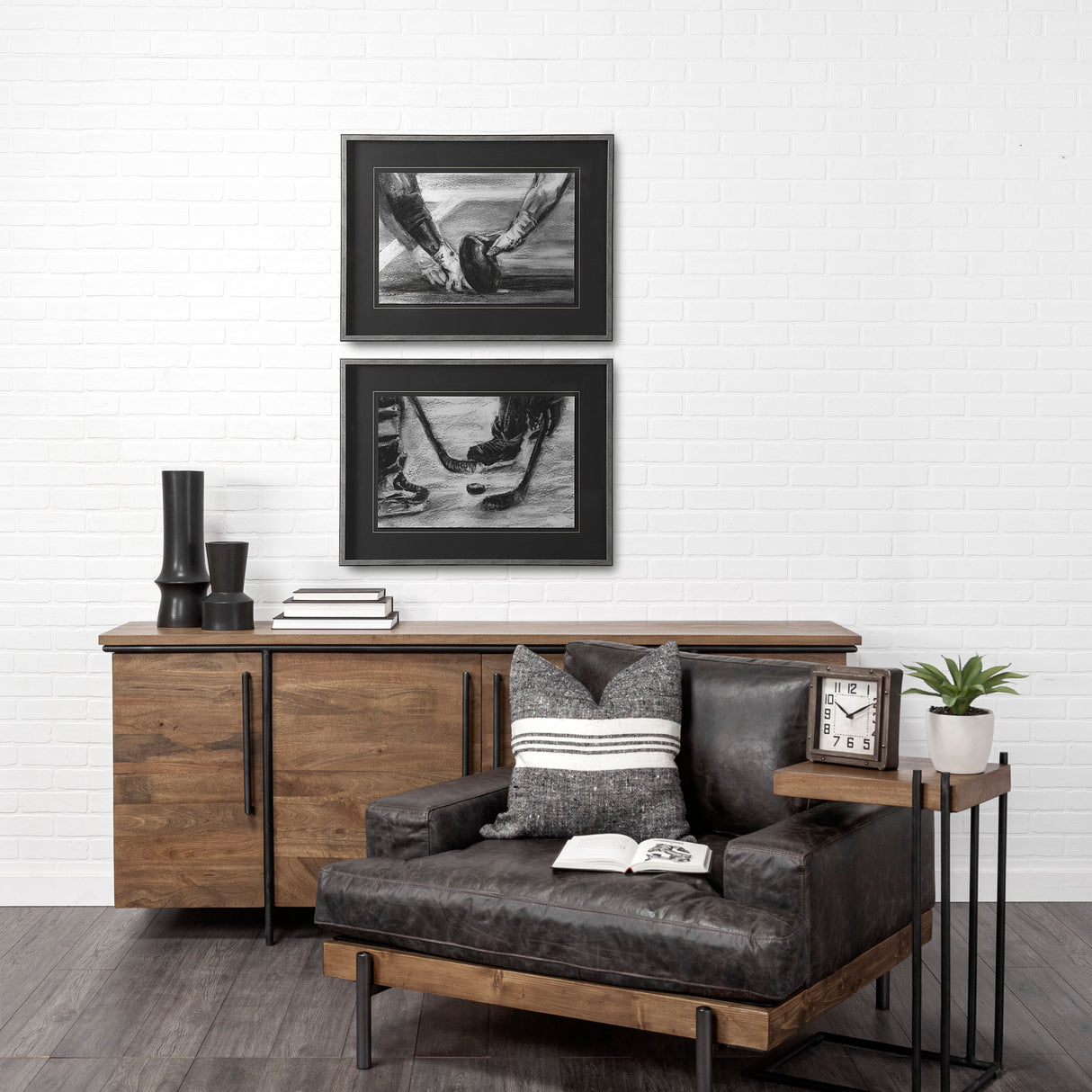 Sports Collection Hockey by Mercana Studio Hand Embellished Framed Art Print Matted under Glass from Mercana - Luna Furniture