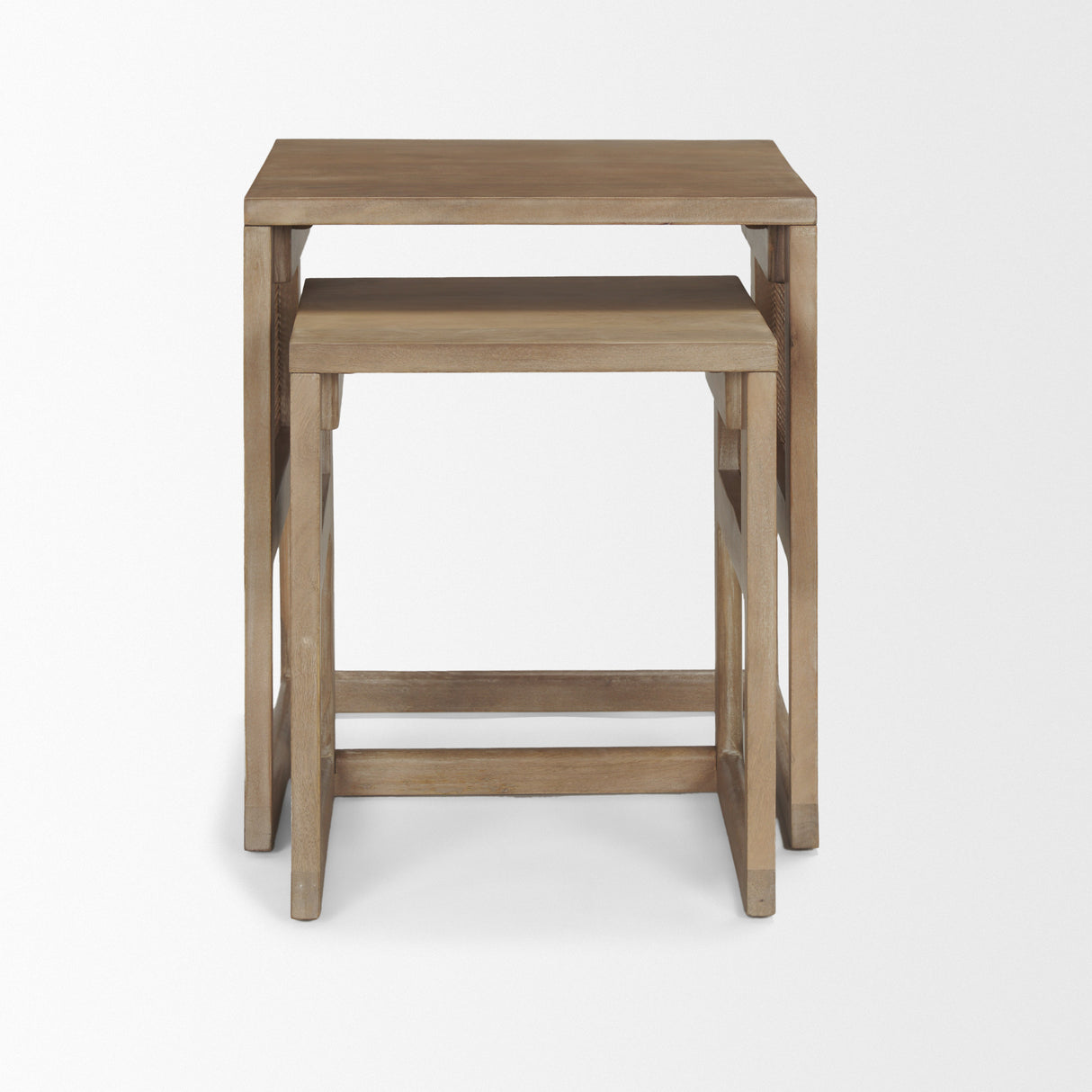Grier Set of 2 Light Brown Solid Wood w/ Cane Nesting Accent Tables from Mercana - Luna Furniture