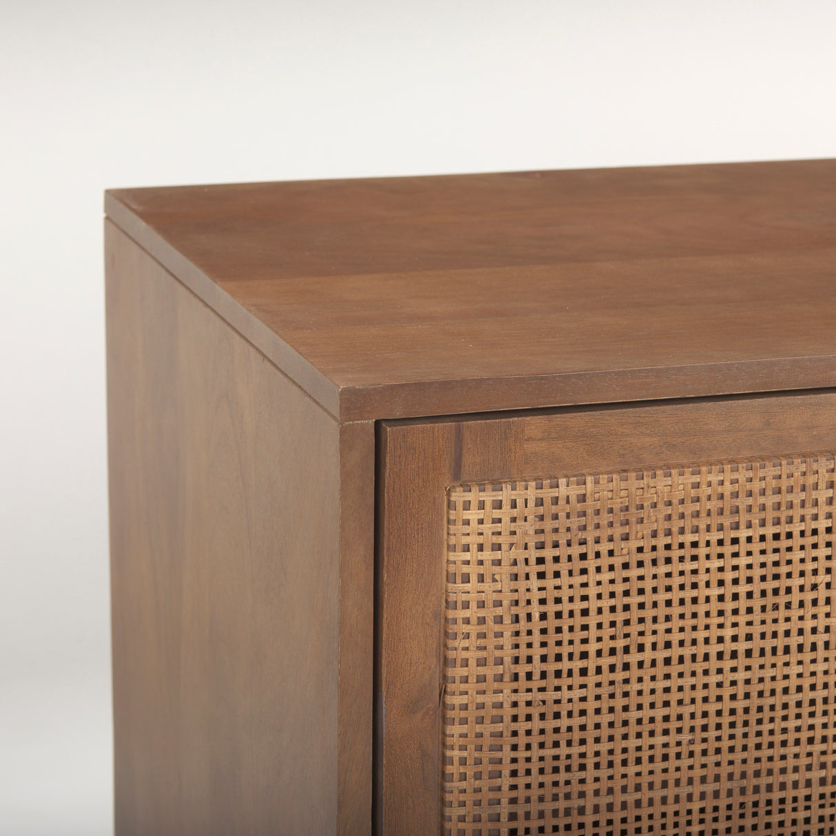Grier 65" Medium Brown Wood W/ Cane Media Console from Mercana - Luna Furniture