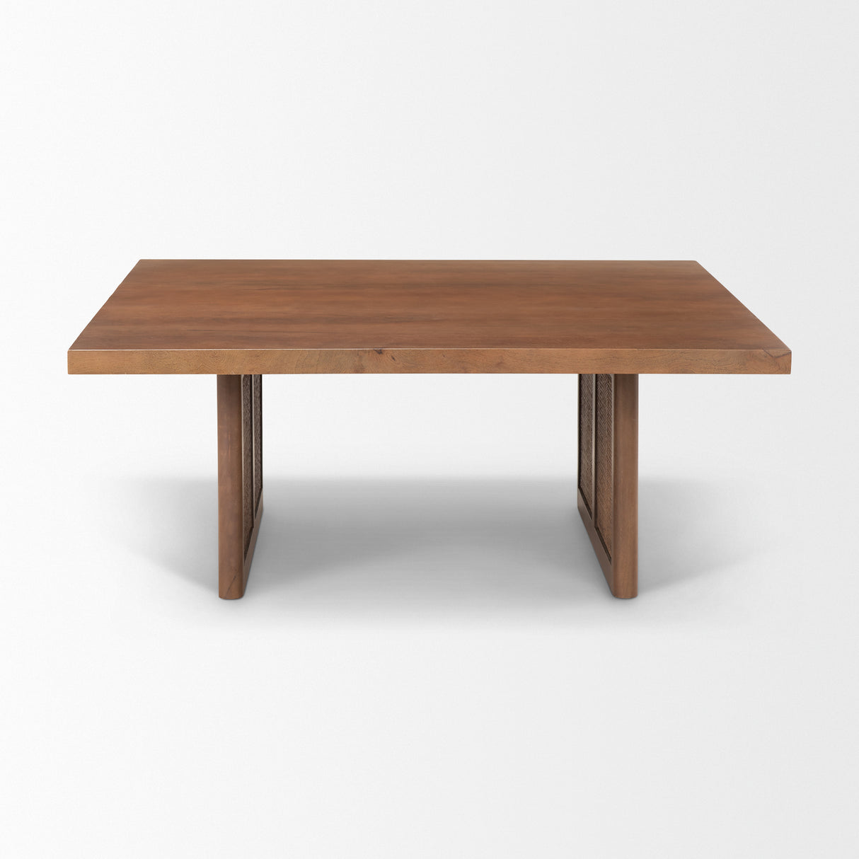 Grier 42" Square Medium Brown Solid Wood w/ Cane Coffee Table from Mercana - Luna Furniture