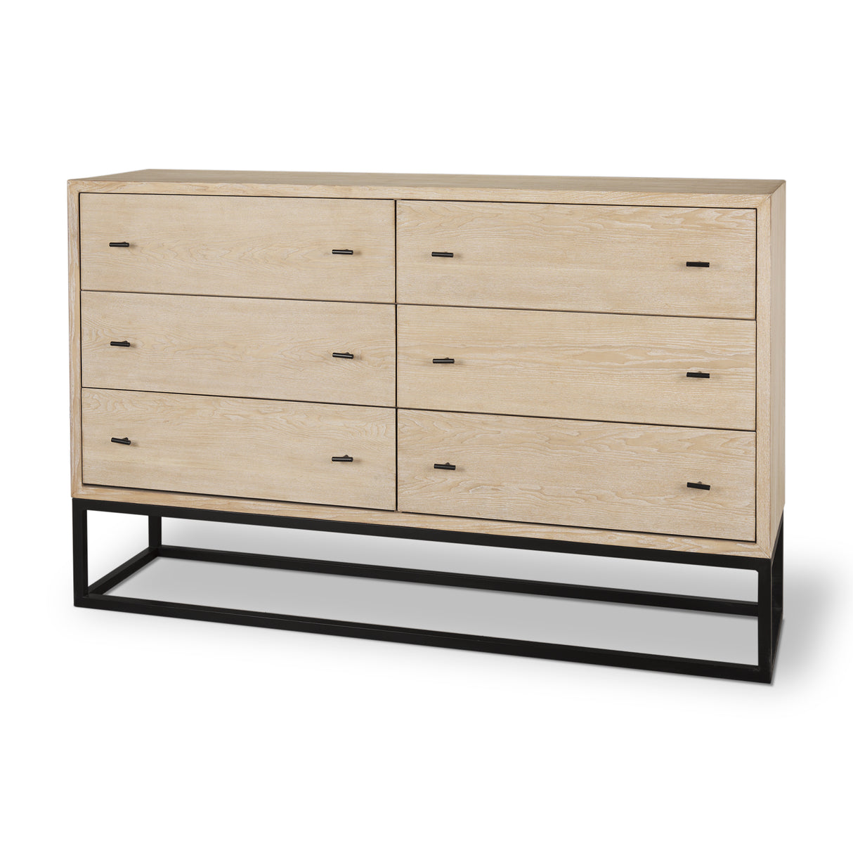 Ciara 6 Drawer Beige Fir Veneer w/ Black Metal Sideboard from Mercana - Luna Furniture